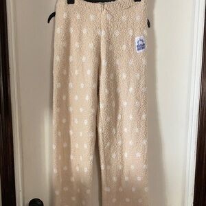 NEW Hello Kitty Kids Cozy Beige Polka Dot Fleece Pants